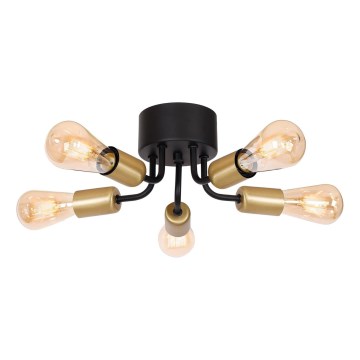Candelabro integrado BRENDA 5xE27/60W/230V preto/dourado