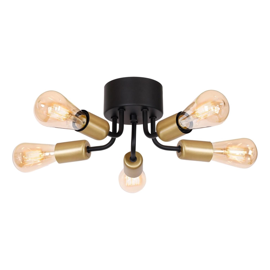 Candelabro integrado BRENDA 5xE27/60W/230V preto/dourado