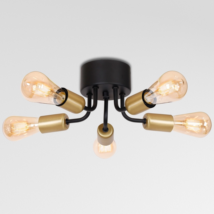 Candelabro integrado BRENDA 5xE27/60W/230V preto/dourado