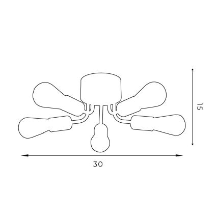 Candelabro integrado BRENDA 5xE27/60W/230V preto