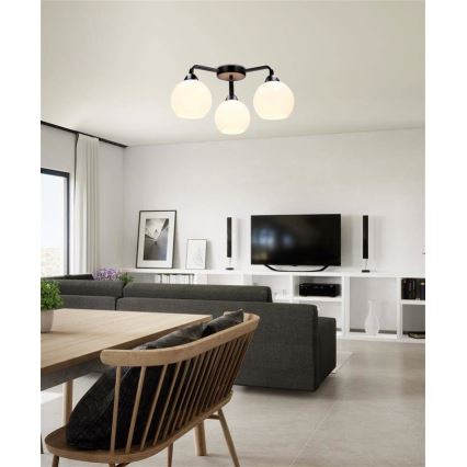 Candelabro integrado CALDERA 3xE27/60W/230V preto