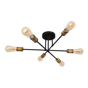 Candelabro integrado CAMBRIDGE 6xE27/20W/230V preto/dourado