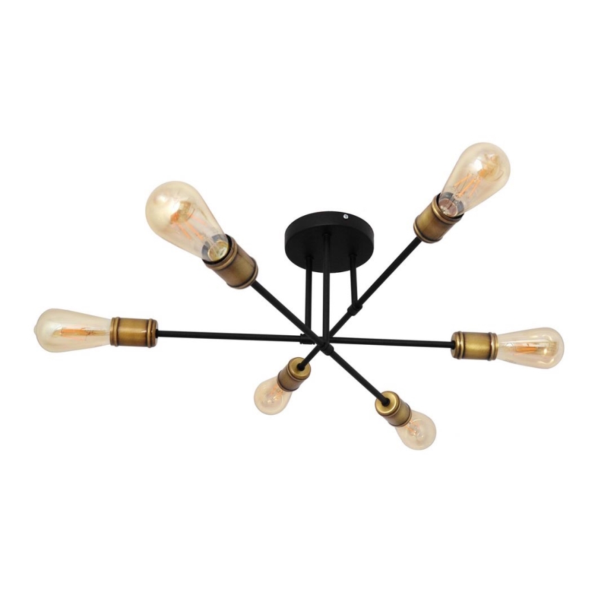 Candelabro integrado CAMBRIDGE 6xE27/20W/230V preto/dourado