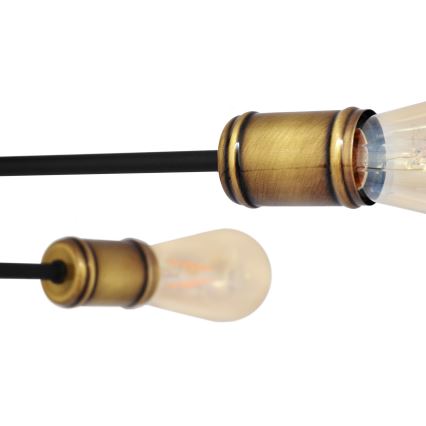 Candelabro integrado CAMBRIDGE 6xE27/20W/230V preto/dourado