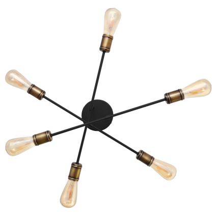 Candelabro integrado CAMBRIDGE 6xE27/20W/230V preto/dourado