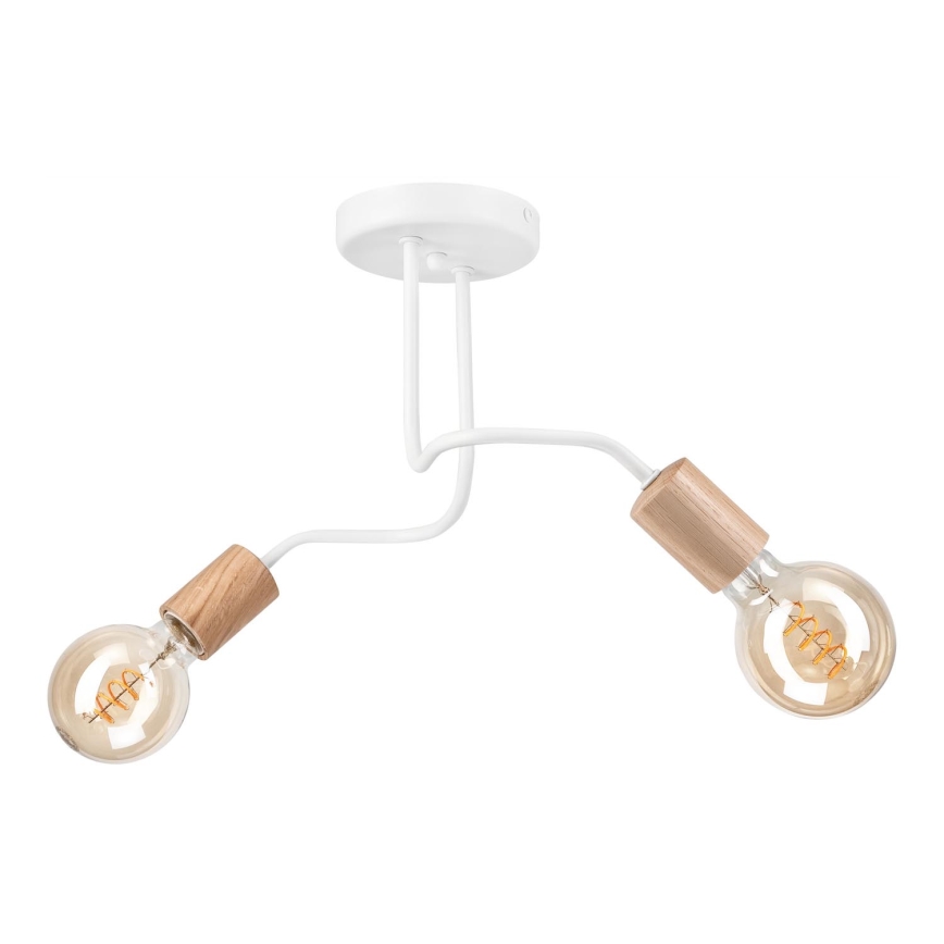 Candelabro integrado CONOR 2xE27/60W/230V carvalho/branco