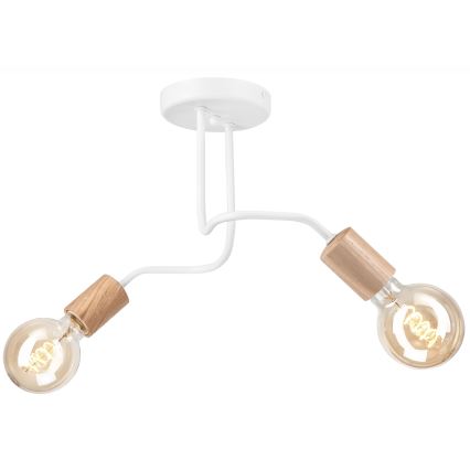 Candelabro integrado CONOR 2xE27/60W/230V carvalho/branco