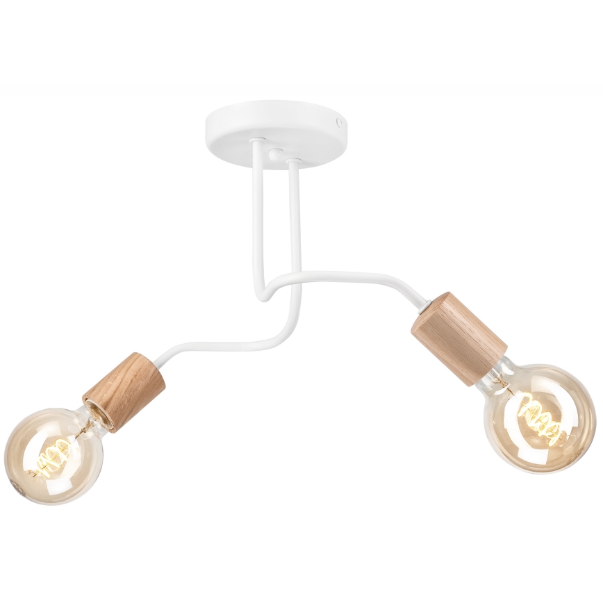 Candelabro integrado CONOR 2xE27/60W/230V carvalho/branco