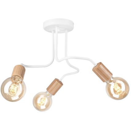 Candelabro integrado CONOR 3xE27/60W/230V carvalho/branco