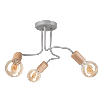 Candelabro integrado CONOR 3xE27/60W/230V carvalho/cinzento