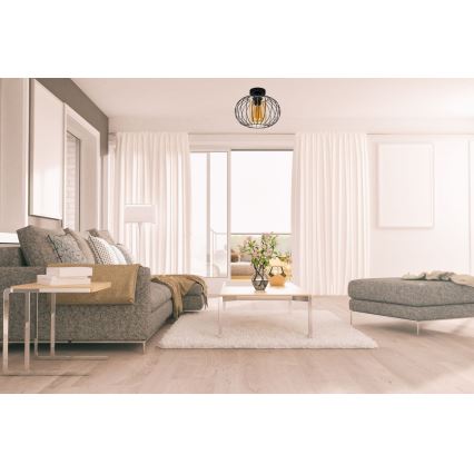 Candelabro integrado CORRINI 1xE27/60W/230V diâmetro 25 cm preto/bege