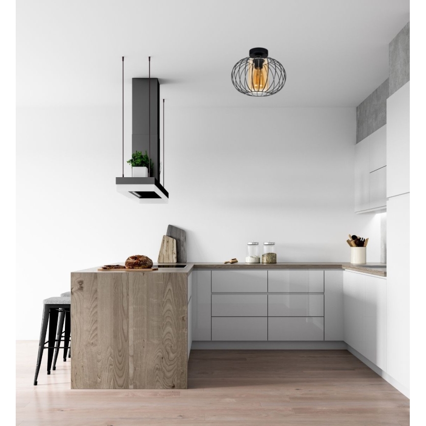 Candelabro integrado CORRINI 1xE27/60W/230V diâmetro 25 cm preto/bege