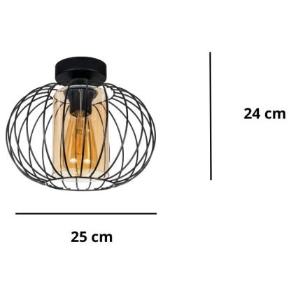 Candelabro integrado CORRINI 1xE27/60W/230V diâmetro 25 cm preto/bege