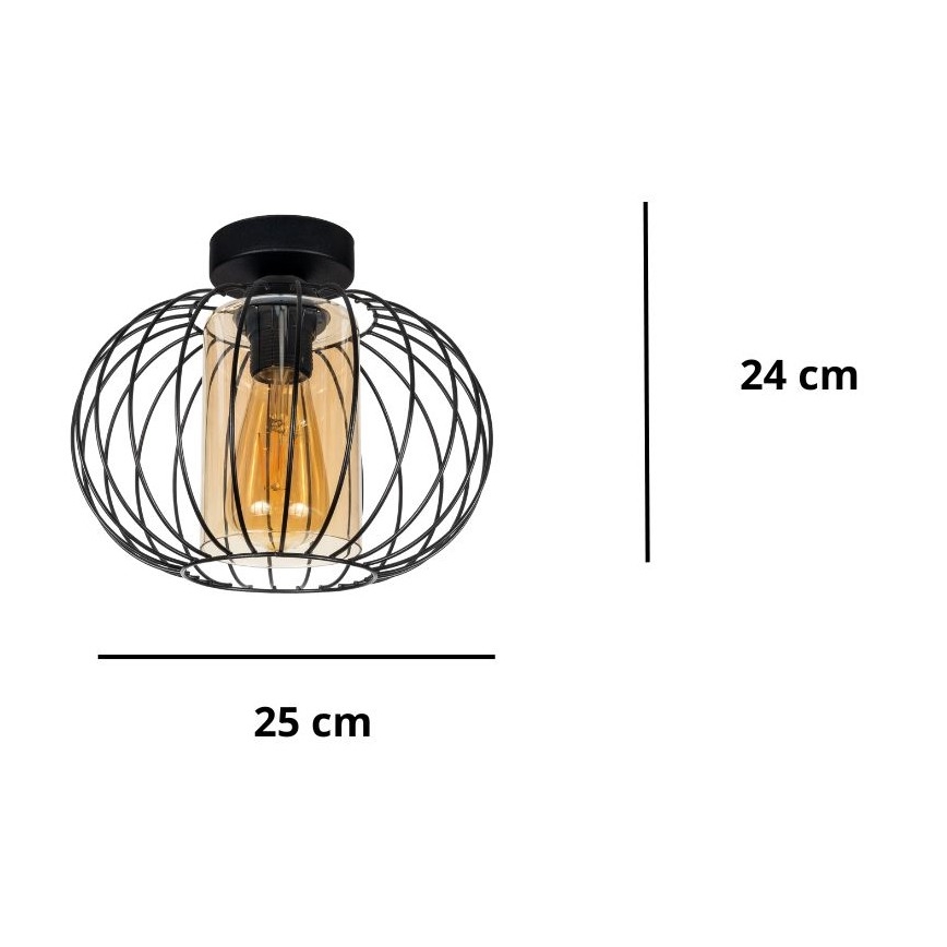 Candelabro integrado CORRINI 1xE27/60W/230V diâmetro 25 cm preto/bege