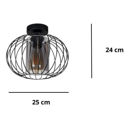 Candelabro integrado CORRINI 1xE27/60W/230V diâmetro 25 cm preto/cinzento