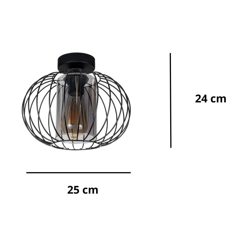 Candelabro integrado CORRINI 1xE27/60W/230V diâmetro 25 cm preto/cinzento
