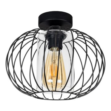 Candelabro integrado CORRINI 1xE27/60W/230V diâmetro 25 cm preto/transparente