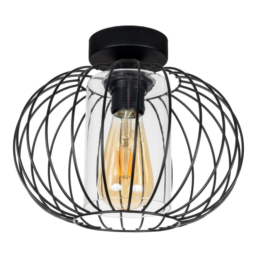Candelabro integrado CORRINI 1xE27/60W/230V diâmetro 25 cm preto/transparente