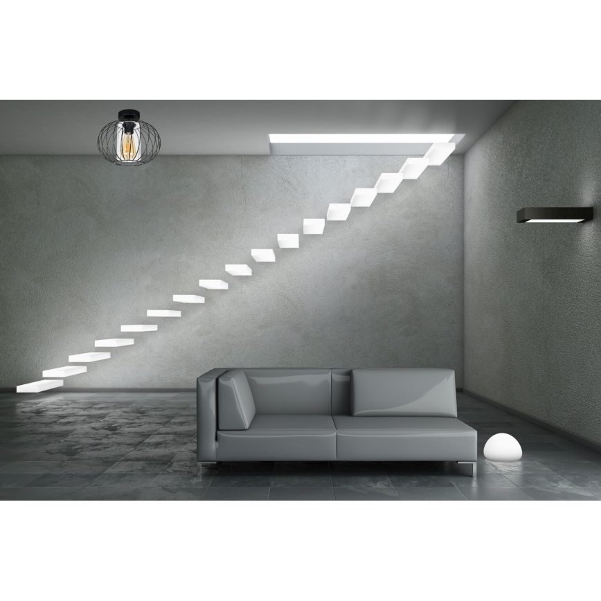 Candelabro integrado CORRINI 1xE27/60W/230V diâmetro 25 cm preto/transparente