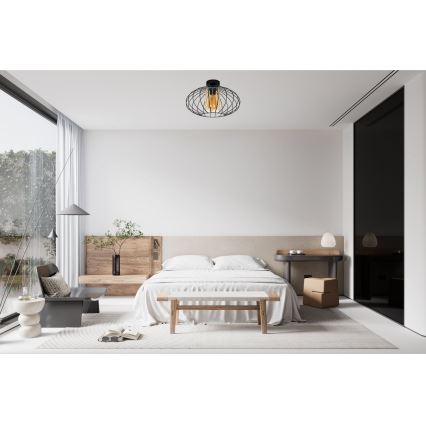 Candelabro integrado CORRINI 1xE27/60W/230V diâmetro 34 cm preto/bege