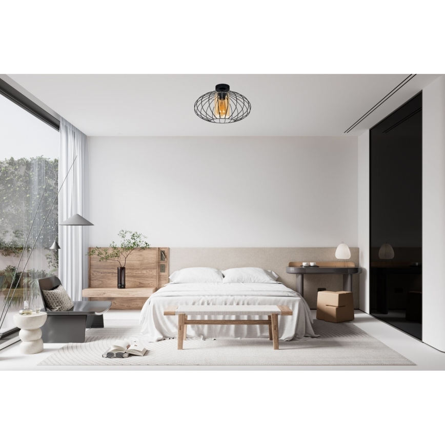 Candelabro integrado CORRINI 1xE27/60W/230V diâmetro 34 cm preto/bege