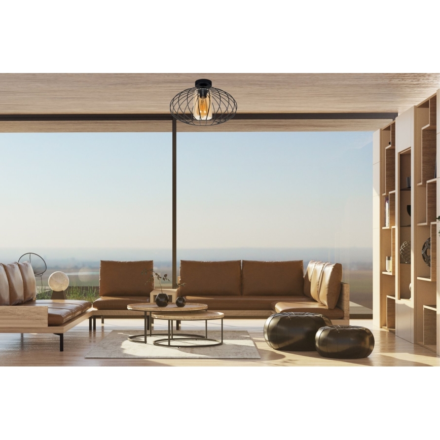 Candelabro integrado CORRINI 1xE27/60W/230V diâmetro 34 cm preto/bege