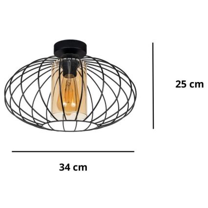 Candelabro integrado CORRINI 1xE27/60W/230V diâmetro 34 cm preto/bege
