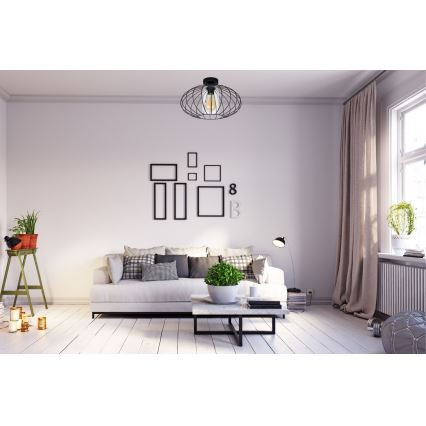 Candelabro integrado CORRINI 1xE27/60W/230V diâmetro 34 cm preto/transparente