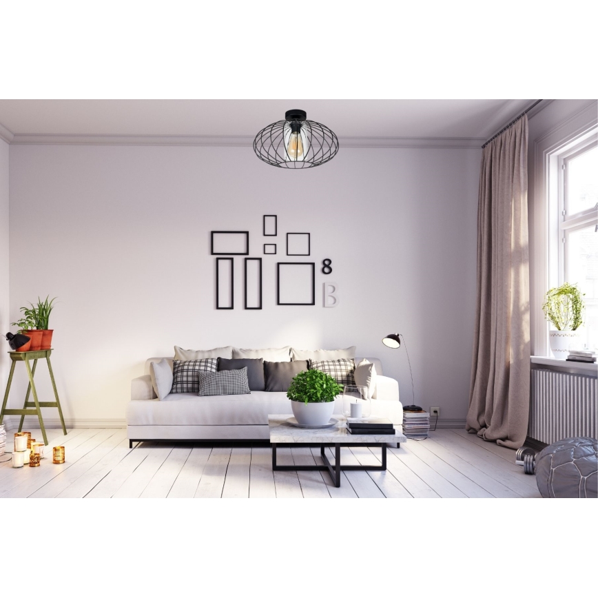 Candelabro integrado CORRINI 1xE27/60W/230V diâmetro 34 cm preto/transparente
