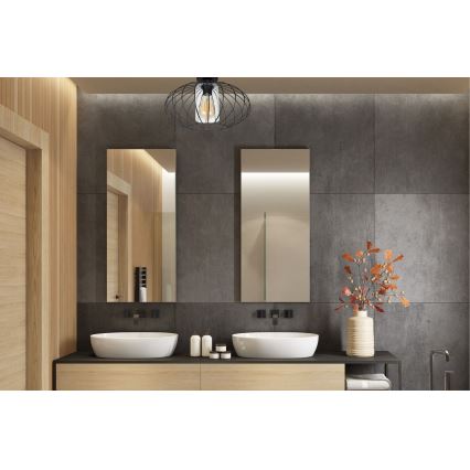 Candelabro integrado CORRINI 1xE27/60W/230V diâmetro 34 cm preto/transparente