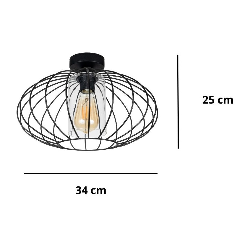 Candelabro integrado CORRINI 1xE27/60W/230V diâmetro 34 cm preto/transparente