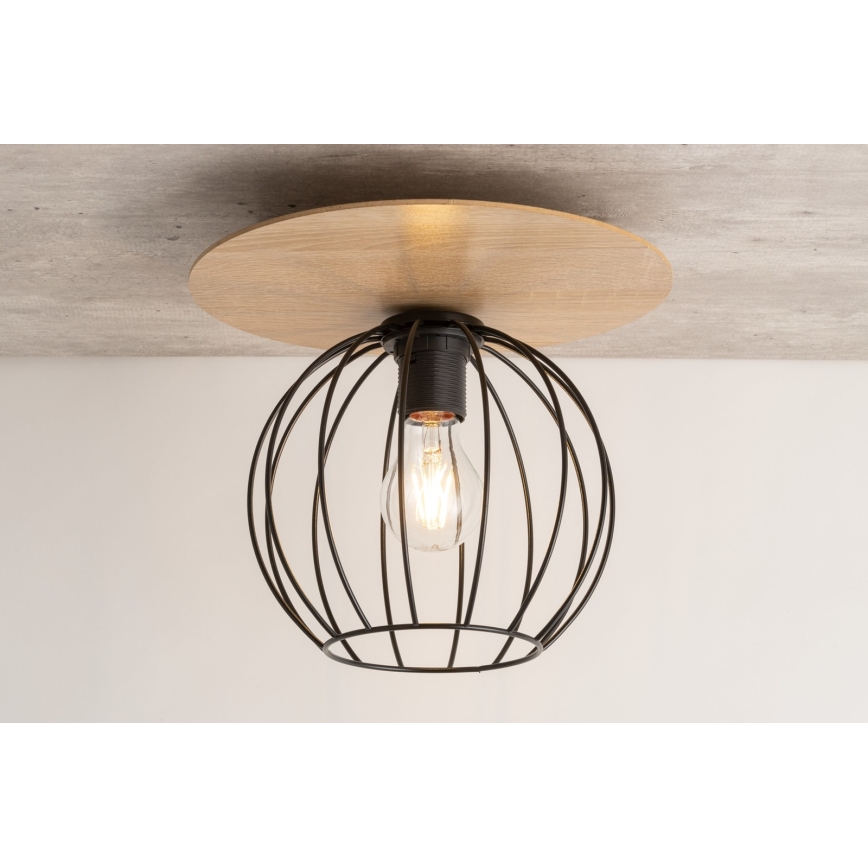 Candelabro integrado CYBER 1xE27/60W/230V madeira/preto