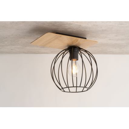Candelabro integrado CYBER 1xE27/60W/230V madeira/preto