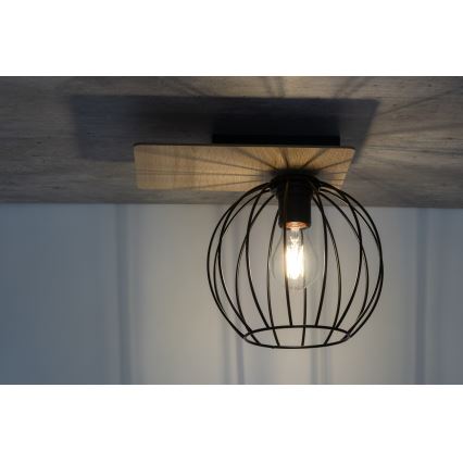 Candelabro integrado CYBER 1xE27/60W/230V madeira/preto