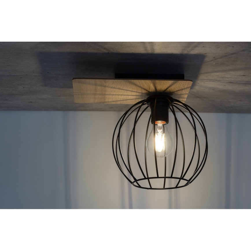 Candelabro integrado CYBER 1xE27/60W/230V madeira/preto