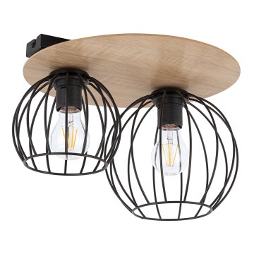 Candelabro integrado CYBER 2xE27/60W/230V madeira/preto