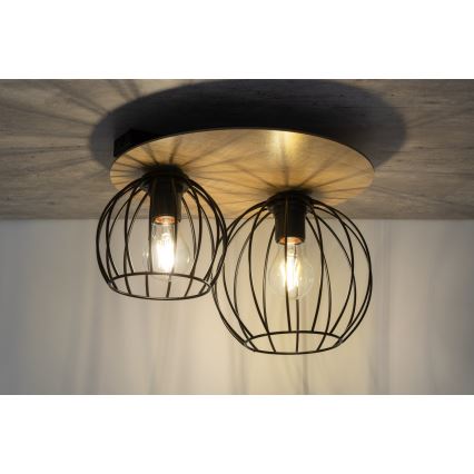 Candelabro integrado CYBER 2xE27/60W/230V madeira/preto