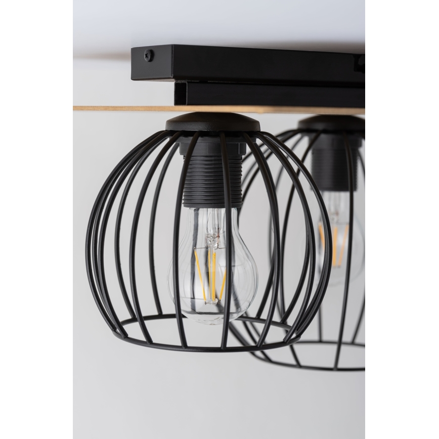 Candelabro integrado CYBER 2xE27/60W/230V madeira/preto