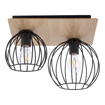 Candelabro integrado CYBER 2xE27/60W/230V madeira/preto
