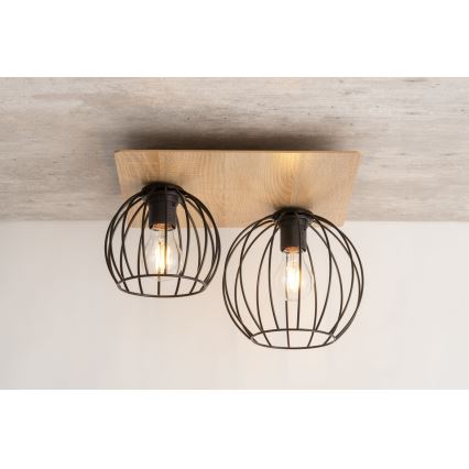 Candelabro integrado CYBER 2xE27/60W/230V madeira/preto
