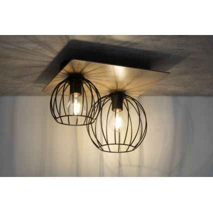 Candelabro integrado CYBER 2xE27/60W/230V madeira/preto