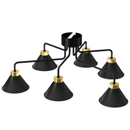 Candelabro integrado DEMET 6xE27/60W/230V preto/dourada