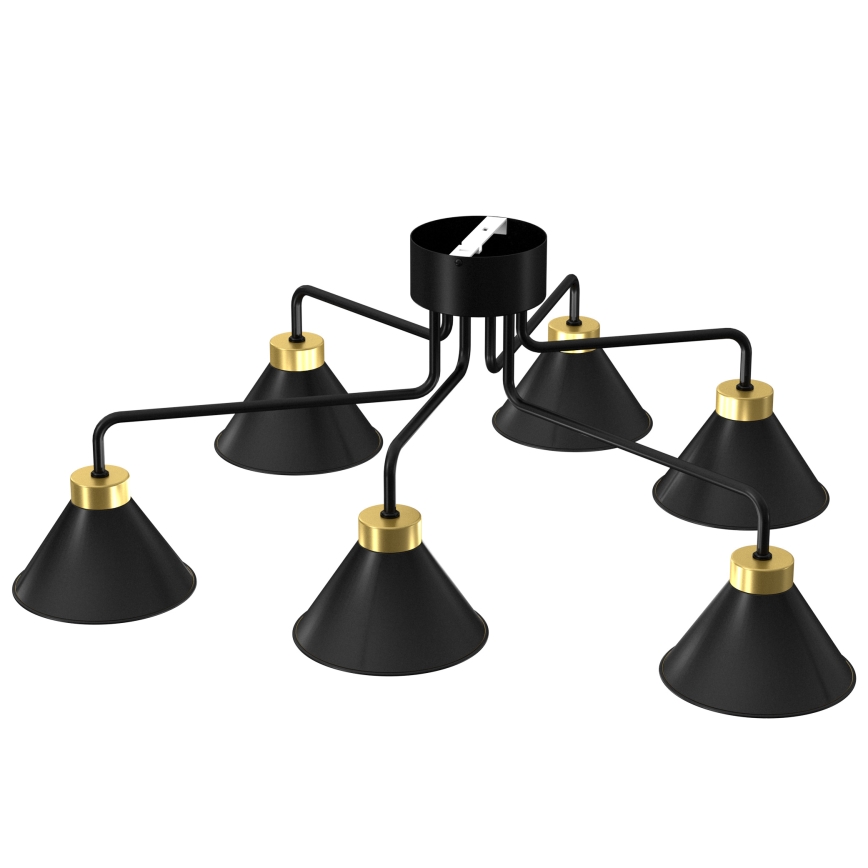 Candelabro integrado DEMET 6xE27/60W/230V preto/dourada
