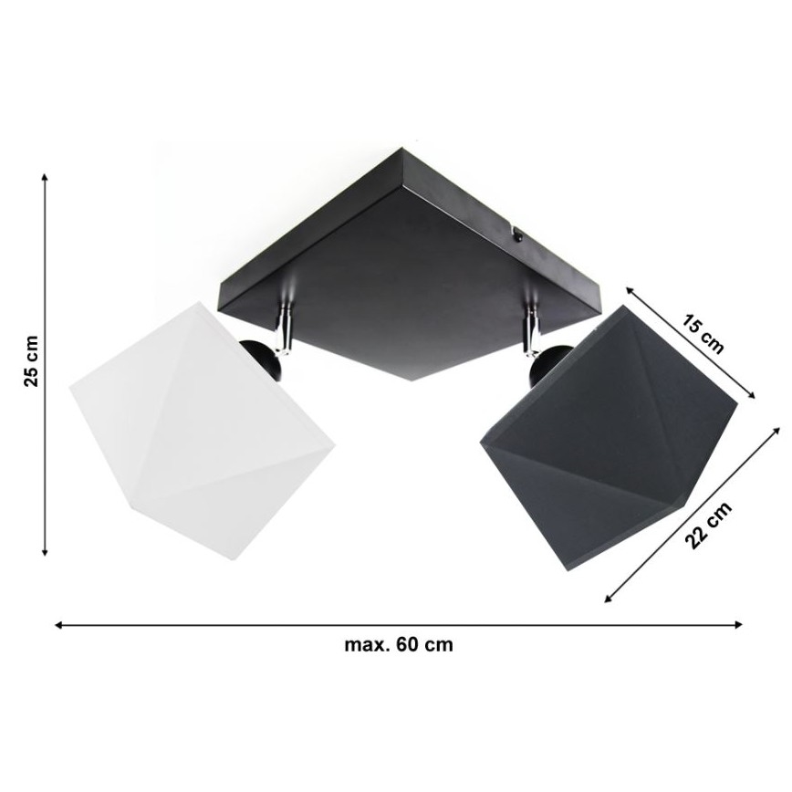 Candelabro integrado DIAMENT 2xE27/60W/230V preto e branco