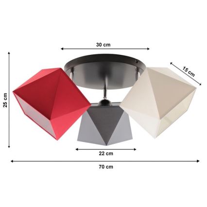 Candelabro integrado DIAMENT 3xE27/60W/230V