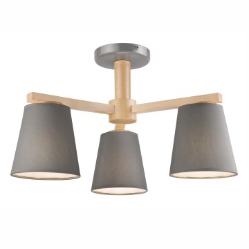Candelabro integrado ELLIE 3xE27/60W/230V cinzento/faia - FSC certificado