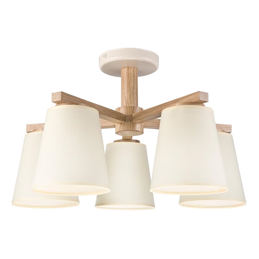 Candelabro integrado ELLIE 5xE27/15W/230V creme/carvalho