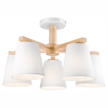 Candelabro integrado ELLIE 5xE27/60W/230V branco/faia - FSC certificado