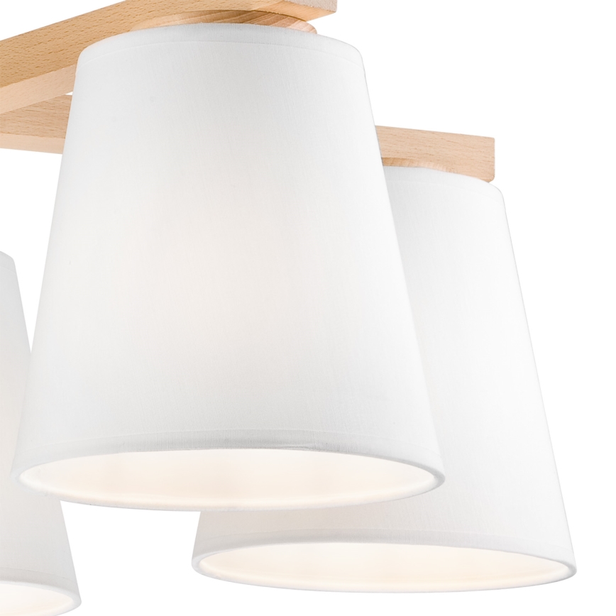 Candelabro integrado ELLIE 5xE27/60W/230V branco/faia - FSC certificado