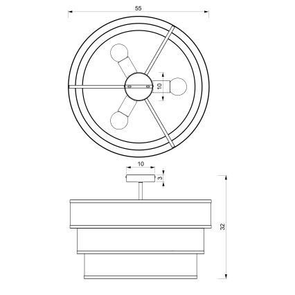Candelabro integrado GLUM 3xE27/60W/230V preto